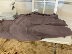 lot 196 image: Purple table cover fabric-set of three. 36ft by 54inch