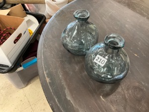 lot 210 image: twin display glass containers.  6wide 7.5 tall