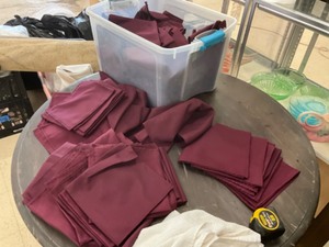 lot 215 image: bin of 19x19 burgundy napkins