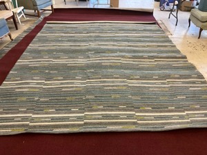 lot 223 image: outdoor rug- yellowteal. 9x12