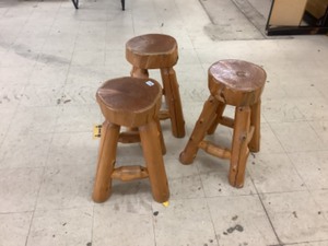 lot 146 image: Log Bar Stools Set of 3