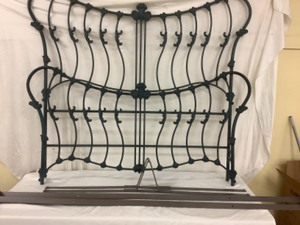 lot 4 image: Wrought Iron Cali king headfootboard &frame