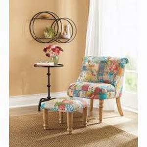 Tufted Patchwork Chair-Multi Blue