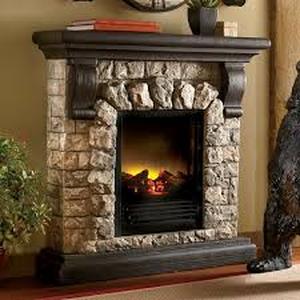 Faux Stone Electric Fireplace, Rustic