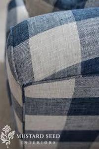 Buffalo Check Armchair and Ottoman-Blue Cream