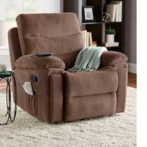 Rocking Recliner with Massage and Heat-Textured Brown