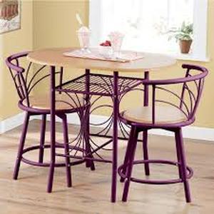 3-Piece Colorful Bistro Dining Set-Purple