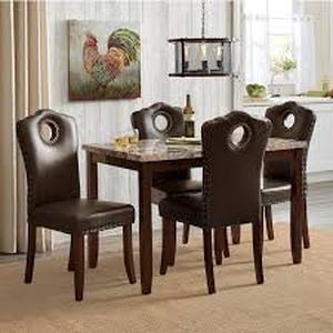 High-Back Dining Chair with Nailhead Trim-Chocolate