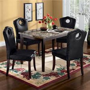 High-Back Dining Chair with Nailhead Trim-Black