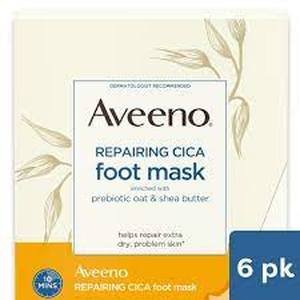 lot 4 image: Aveeno Repairing CICA Foot Mask with Prebiotic Oat and Shea Butter, Moisturizing Foot Mask for Extra Dry Skin, 6 Pairs of Single-Use Slippers