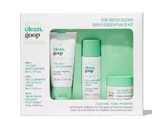 lot 15 image: Good Clean Goop Beauty Juice Cleanser Glycolic Toner Moisturizer Set Daily Kit