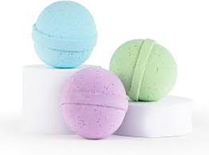 lot 14 image: SpaRoom Soothe and Relax Handmade Natural Essential Oil Aromatherapy Bath Bombs, Set of 3, Lavender, Eucalyptus and Peppermint