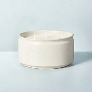 lot 69 image: Speckled Ceramic Oak & Lavender Jar Candle Cream 25oz - Hearth & Hand with