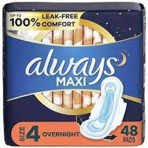 lot 78 image: Always Maxi Overnight Pads - Size 4-48 Count