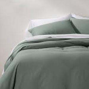 lot 108 image: Heavyweight Linen Blend Duvet Cover & Pillow Sham Set - Casaluna-FullQueen-Sage Green