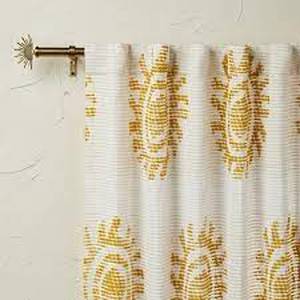 lot 118 image: 1pc 50x84 Light Filtering Jacquard Curtain Panel Gold - Opalhouse designed with Jungalow