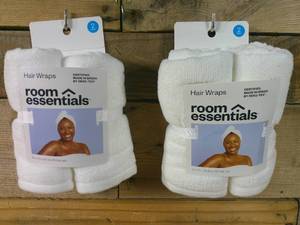lot 130 image: Set of 2 2pk Microfiber Bath Hair Wrap Set White - Room Essentials