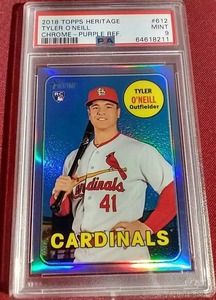 2018 Topps Heritage Tyler ONeill Purple Refractor Rookie Card - PSA 9