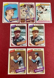 (7) 1980 Topps Baseball Cards - All HOFers
