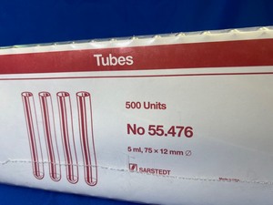 lot 48 image: 2 - 500 Units 5ml, 75x12mm Sarstedt Culture tubes