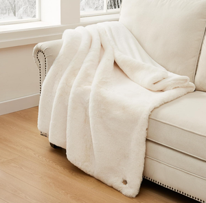 lot 110 image: UGG 16796 Euphoria Plush Faux Fur Reversible Throw Blanket for Couch or Bed Luxury Hotel Style