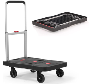 lot 127 image: Platform Truck, 330lbs Folding Hand Truck Heavy Duty 4 Wheels Platform Cart Collapsible Dolly for Luggage Moving