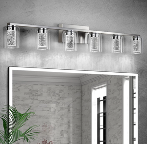 lot 133 image: 6 Light Bathroom Light Fixtures, Brushed Nickel Bathroom Vanity Light
