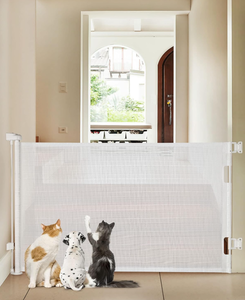 lot 134 image: Cumbor 29.5-40.6 White Baby Gate & Cumbor 55 White Retractable Baby Gate for Stairs