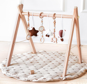 lot 239 image: Wooden Baby Play Gym with Mat, Foldable Baby Play Gym