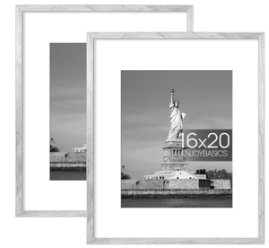 lot 245 image: ENJOYBASICS 16x20 Picture Frame, Display Poster 11x14 with Mat or 16 x 20 Without Mat,  Gray, 2 Pack