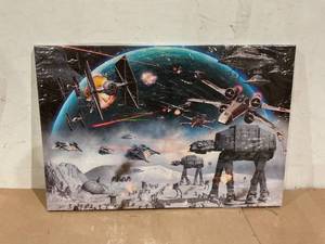 lot 154 image: CCWACPP The Empire Strikes Back Poster at-at Attack Canvas Framed (24x36inch)