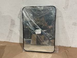 lot 158 image: 20 in. W x 28 in. H Rectangle Framed Black Mirror