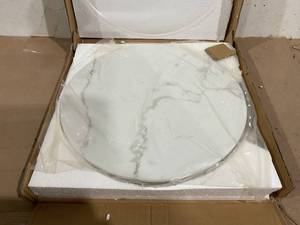 lot 159 image: aboxoo Coffee Table Nesting White Set of 2 Side Set Golden Frame Circular and Marble Pattern