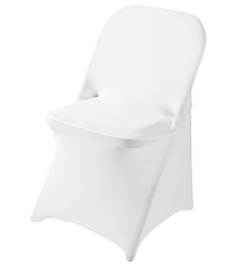 lot 329 image: LOT OF 50 Ascoza White Spandex Folding Chair Covers