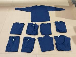lot 112 image: LOT OF 9 Gildan Ultra Cotton Navy Blue Long Sleeves SIZE XL