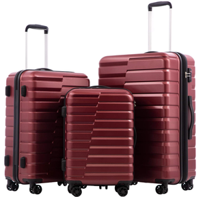 lot 86 image: COOLIFE Expandable Suitcase PC ABS TSA Luggage Lock Spinner Carry on (wine red, 3 piece set)