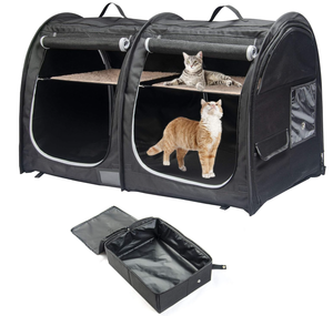 lot 398 image: Mispace Portable Twin Compartment Show House Cat CageCondo
