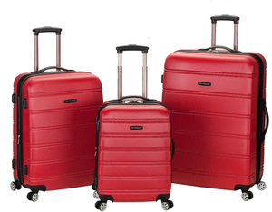 lot 400 image: Rockland Melbourne Hardside Expandable Spinner Wheel Luggage, Red, 3-Piece Set