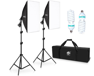 lot 572 image: SH Softbox Photography Lighting Kit 700W Output Continuous Lighting Equipment with E27 Socket 5500K Bulbs1