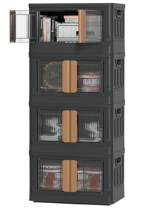 lot 95 image: HAIXIN Closet Organizers and Storage 47.5Qt Black Folding Stackable Storage Bins with Lids