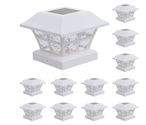 lot 99 image: GreenLighting Evolve White Solar Post Cap Lights - 4x4 Post Caps and Outdoor Post Lights, Lot of 12