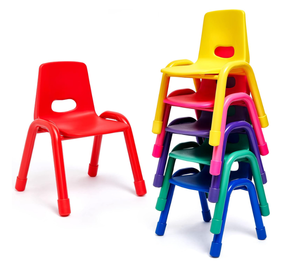 lot 510 image: Lot of 5 Roshtia  Stacking School Chairs with Metal Legs 12 Seat Height
