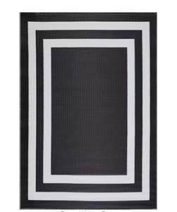 lot 512 image: Paris Black and White 5 ft. x 7 ft. Geometric Polypropylene IndoorOutdoor Rug