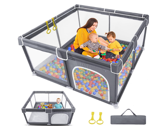 lot 525 image: Playpen for Babies and Toddlers, Grey, 49 x 49