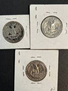 lot 08 image: 3 PROOF WASHINGTON QUARTERS 1974-S 1977-S 1996-S