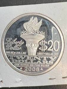 lot 23 image: 1 TROY OZ .999 FINE SILVER LIBERTY ROUND