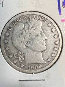 lot 26 image: 1909 US BARBER HALF DOLLAR