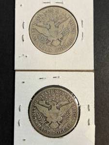 lot 31 image: 2 US BARBER HALF DOLLARS 1911P-S