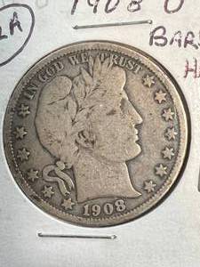 lot 40 image: 1908-O US BARBER HALF DOLLAR