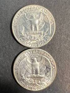 lot 52 image: 2 US WASHINGTON QUARTERS 1964P-D